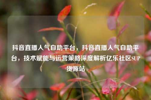 抖音直播人气自助平台，抖音直播人气自助平台	，技术赋能与运营策略深度解析亿乐社区SUP货源站  第1张